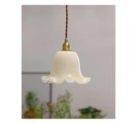 QYWXJL European Flowers Small Pendant Lamp Minimalist - Retro French Glass Light Luxury Brass Bedroom Bedside Lamps Chandeliers(Warm White) (Cold White)