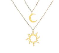 QYWXJL Girls accessories For Women Men, Witchy Sun and Crescent Necklaces Layer Pendant, Phase Necklace, Moonglow Half Moon