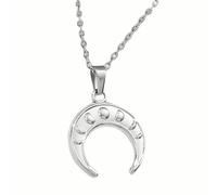QYWXJL Girls accessories Shaped Space Phase Women, Vintage Pendant - Waxing Crescent Necklace Silver, Moon Jewelry For Birthday