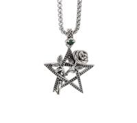 QYWXJL Men's necklace, fashionable and personalized jewelry Pentagram Star of David Rose Wrap Pendant Necklace Men Women Couple Souvenir Gift Trend Street Casual Jewelry