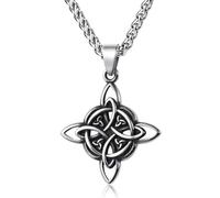 QYWXJL Men's necklace, fashionable and personalized jewelry Vintage Celtic Knot Pendant Statement Men's Chain Nordic Odin Trinity Necklace Amulet Jewelry Gift