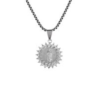 QYWXJL New For Trendy 2025 Classic Catholic Mary Square Pendant Necklace For Men Women Religious Prayer Amulets Jewelry Gifts Fashion Accessories Creative Gift