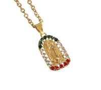 QYWXJL New For Trendy 2025 Delicate Zirconia Mary Portrait Pendant Necklace For Women Catholic Faith Prayer Amulet Jewelry Gift Jewelry Fashion Accessories Creative Gift