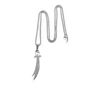 QYWXJL New For Trendy 2025 Fashion Stainless Steel Necklace Men's Islamic Ali Rune Carved Pendant Casual Muslim Religious Jewelry Fashion Accessories Creative Gift