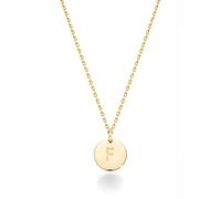 QYWXJL or 18K Yellow Gold Over Silver Round Initial Pendant Necklace for Women 18 + 2 Inch Chain, Dainty Letter Necklace Made in Italy