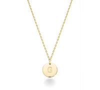 QYWXJL or 18K Yellow Gold Over Silver Round Initial Pendant Necklace for Women 18 + 2 Inch Chain, Dainty Letter Necklace Made in Italy