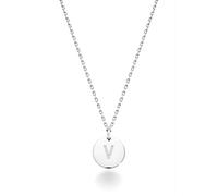 QYWXJL or 18K Yellow Gold Over Silver Round Initial Pendant Necklace for Women 18 + 2 Inch Chain, Dainty Letter Necklace Made in Italy