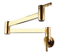 QYWXJL Pot Filler Faucet Brass Single Cold Water Kitchen Faucet Commercial Kitchen Sink Taps Folding Stretchable Double Joint Swing Arms Single Hole Two Handles Wall Mount,Titanium econom Thriving