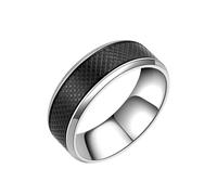 QYWXJL Ring Size 7, Stainless Steel Wedding Bands for Women 8mm Silver Black Jewelry Custom Gifts for Wife Prom