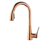 QYWXJL Rose Gold Kitchen Faucet Pull Down Sink Faucet Rotation Deck Mounted Single Handle Hot and Cold Mixer Tap Luxury