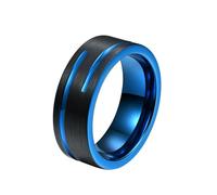 QYWXJL Size 4 Ring Band, Tungsten Carbide Ring Black Blue Matte Brushed 8mm Groove Jewelry Personalized Gifts for Mother Birthday