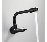 QYWXJL Wall Kitchen Faucet Single Cold Water Kitchen Crane Degree Swivel Single Handle with Flexibility/Black a