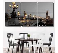 QYYAMDEQ Canvas Pictures For Wall 3 Pieces Posters & Prints Alexander Iii Bridge Paris France Modern Artwork Bathroom Kitchen Paintings Wall Decorations For Hallway Dining Room Office