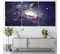 QYYAMDEQ Canvas Wall Art For Living Room 3 Pieces Wall Pictures Presents Creating Planets Of The Solar System Posters & Prints Wall Art For Hallway And Stairs Decorations Framed Ready To Hang Gifts