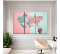 QYYAMDEQ Framed Pictures For Living Room 3 Pieces Paintings Makeup Map Wall Art Prints For Bedroom Dining Kitchen Bathroom Pictures And Wall Art Decoration Artwork