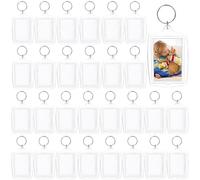 Qyyiguf 30 Pcs Acrylic Photo Frame Keyring,Keychain Clear Acrylic with Split Ring,Photo Insert Keychains for Personalised Custom,Artwork,Gifts, Clear, 2.17X1.57 in/5.5X4 cm