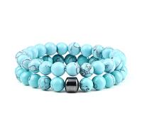 QYYZTHX 2pcs/set natural stone beaded bracelet tiger eye stone black lava beads bangles handmade lover yoga balance gifts