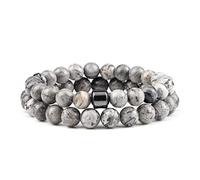 QYYZTHX 2pcs/set natural stone beaded bracelet tiger eye stone black lava beads bangles handmade lover yoga balance gifts