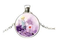 QYYZTHX 925 Sterling Silver Fox Necklace for Women Men, Fox Under The Moon Necklace Glass Dome Necklace, Fox Girl Gold Initial Necklace, Fox Jewelry for Women, Therian Jewelry