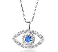 QYYZTHX Blue Turkish Evil Eye Pendant Necklace Copper Rose Gold Silver Color Long Neck Chain Necklace For Women Female