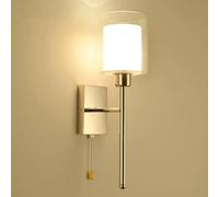 QYYZTHX Crystal Wall Light with Glass Lampshade Wall Sconce Indoor Chrome E27 Socket Bedside Lamp Metal Retro Industrial Living Room Light with Pull Glass Lantern for Bedroom, Mirror
