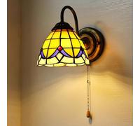 QYYZTHX Wall Light with Baroque Wall Lamp Colourful Glass Shade Indoor Bedside Lamp Vintage Mediterranean Decorative Wall Lighting Wall Mounted E27 for Living Room Bedroom Staircase
