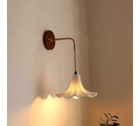 QYYZTHX Wooden Ceramic Flower Pattern Wall Light Living Room Wall Light Adjustable Length Florence Bedside Lamp Indoor Decorative Wall Lighting Retro Hanging Lighting for Hallways, Bedrooms