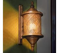 QYYZTHX Wooden Wall Light Boho Indoor, Wall Lamp Vintage Rattan Boho Lamp Natural Hand Woven Bedside Lamp Rustic Hemp Rope Lantern Wall Lighting Decoration E27 for Living Room Bedroom