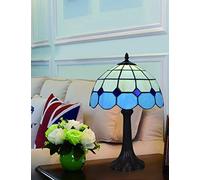 QYYZTQY 12 Inch European Style Vintage Pastoral Elegant Mediterranean Blue Handmade Stained Glass Table Lamp Desk Lamp Bedroom Lamp