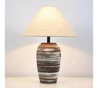 QYYZTQY 19" Tall Ceramic Pot Table Lamp Distressed Black White Stripe Large Pottery Table Lamp Mid Century Bedside Lamp Farmhouse Rustic Desk Nightstand Lamp for Living Room Bedroom Home Office