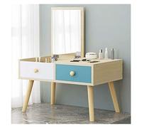 QYYZTQY 2 Drawers Storage Organizer Makeup Vanity Desk for Home Bedroom, Small Dressing Table with Flip Top Mirror (Color : Natural-a, Size : 60x40x36cm) (Natural a)