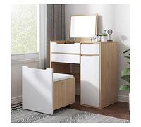 QYYZTQY 2-in-1 Makeup Vanity Desk for Bedroom, Cushioned Stool, Dressing Table Writing Desk with Flip Top Mirror (Color : Natural, Size : 80x40x80cm) (Natural 80x40x80cm)
