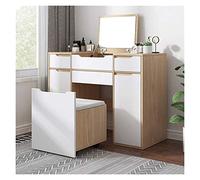 QYYZTQY 2-in-1 Makeup Vanity Desk for Bedroom, Cushioned Stool, Dressing Table Writing Desk with Flip Top Mirror (Color : Natural, Size : 80x40x80cm) (Natural 100x40x80cm)