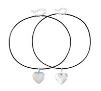 QYYZTQY 2Pcs Opal Transparent Puffy Heart Pendant Set, Chunky Heart Waxed Cotton Cord, Grunge Goth Punk Y2k Accessories for Women, No Gemstone