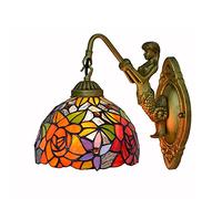 QYYZTQY 7.8Inch Wall, Handmade Stained Glass Lampshade Wall Lamp, E26/E27 Mermaid Base Wall Lighting Fixtures for Bedroom, Living Room, Bathroom, Hotel, Corridor