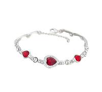 QYYZTQY 925 Sterling Silver 3 Piece Set Pave Heart Necklace For Women, Exquisite Rhinestone Heart Necklace Bracelet Set - Zircon Pave Necklace, Reunion Heart Necklace For Valentine Birthday Christmas