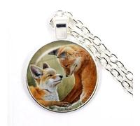 QYYZTQY 925 Sterling Silver Fox Necklace For Women And Men, Animal Fox Pendant Necklace Geometry Cute Glass Choker Craft Vintage, Fox Girl Gold Initial Necklace, Fox Jewelry For Women, Therian Jewelry