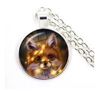 QYYZTQY 925 Sterling Silver Fox Necklace For Women And Men, Kawaii Fox Pendant Rope Necklace Cute Animal Glass Choker Craft Vintage, Fox Girl Gold Initial Necklace, Fox Jewelry For Women, Therian