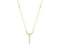 QYYZTQY 925 Sterling Silver Gold Cross Flower Paradise Pendant Long Chain Necklace Fine Jewelry Crystal Jewels