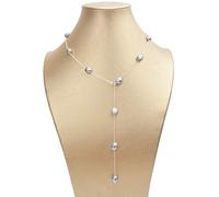 QYYZTQY 925 Sterling Silver Long Chain Necklace 8-9mm Natural Baroque Freah Water Pearl Jewelry For Women Ladies Gift 60cm