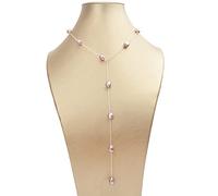 QYYZTQY 925 Sterling Silver Long Chain Necklace 8-9mm Natural Baroque Freah Water Pearl Jewelry For Women Ladies Gift 60cm