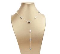 QYYZTQY 925 Sterling Silver Long Chain Necklace 8-9mm Natural Baroque Freah Water Pearl Jewelry For Women Ladies Gift 60cm