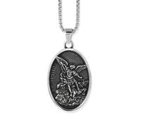 QYYZTQY 925 Sterling Silver Saint Michael Necklace For Women And Men, Religion Michael Medallion Necklace, Faith Protection Chain Amulet, Michael Necklace, Saint Michael Pendant For Men