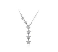 QYYZTQY 925 Sterling Silver Shining Zircon Stackable Star Moon Pendant Necklace For Women Wedding Party Fine Jewelry