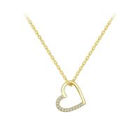 QYYZTQY 925 Sterling Silver The Shape Of Love Chain For Women, Gold Heart Necklace
