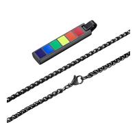 QYYZTQY 925 Sterling Silver Trans Necklace For Unisex, Rainbow Vertical Bar Pendant Necklaces Gay Pride Rainbow Choker Lesbian Pride, Bisexual Necklace, Transgender Necklace, Double Venus Necklace