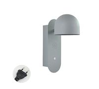 QYYZTQY 9W LED Wall Plug In, 3000K-6000K Stepless Dimming Smart Wall Lamp with Voice Control 350° Rotatable Bedroom Wall Light Lighting Fixture for Living Room Stairs Bedside,Gray (Color : Gris)
