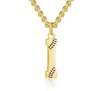 QYYZTQY Baseball Initial A-Z Letter for Men Baseball Charm Pendant Stainless Steel Silver Chain 22inch Personalized Baseball Gift for Men, Gold, No Gemstone