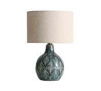 QYYZTQY Bed Lamp Hand Carved Feather Pattern Ceramic Table Lamp Light and Luxurious Bedroom Bedside Lamp Indoor Decorative Desk Lamp Living Room Lamp(A)