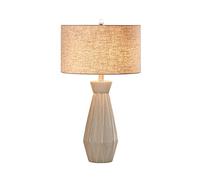 QYYZTQY Bed Lamp Retro Table Lamps Polymer Bedside Table Lamps with Fabric Lampshade Concise Nightstand Lamps for Home Office Cafe Restaurant, 26" H Desk Light Living Room Lamp(A)